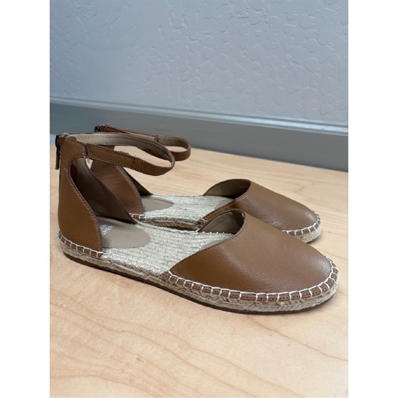 Eileen Fisher Lala Espadrille Ankle Strap Leather Sandals Tan Flats Shoes Sz 8.5 - Picture 3 of 6